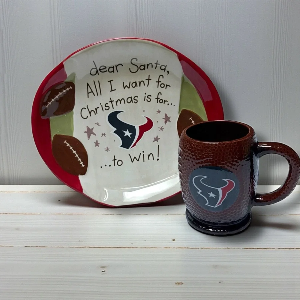 NFL Houston Texans Cookies for Santa gift‎ set mug plate with letter 2 Santa